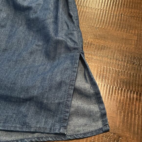 G Kale Blue Denim Chambray Button-Up Dress petite medium - Picture 7 of 9
